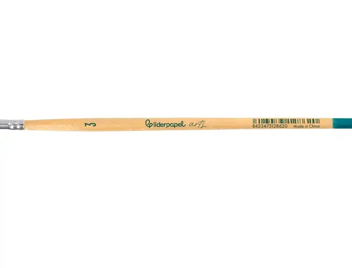 Liderpapel Pincel nº 3 Punta Plana Pelo Sintético para Pintura Acrílica y Acuarela Certificado FSC
