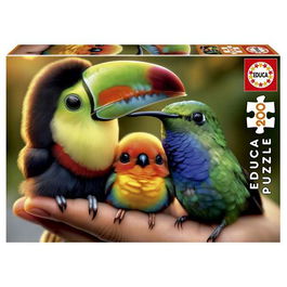 Educa Puzzle 200 Piezas Pajaritos, para 6 años, Multilingüe Español, Inglés, Francés, Alemán, Italiano, Portugués, Neerlandés