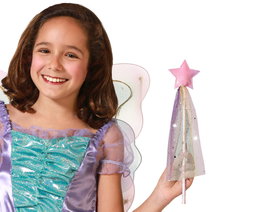 Varita Princesa Rosa con Estrella de Purpurina y Velo