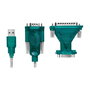 LogiLink Cable USB 2.0 USB-A/M a DB9/M + DB25/M (RS232), 1,3 m