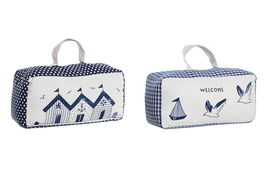 DKD Home Decor Sujetapuertas Mediterraneo Blanco Azul 9 x 11 x 24 cm (6 Unidades)