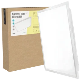 BX3 LIGHT Pack de 10 Paneles LED Modulares 600x600, 40W, 4000K, Empotrable Techo Desmontable, para Oficinas BX3-LP-40W-U19-W