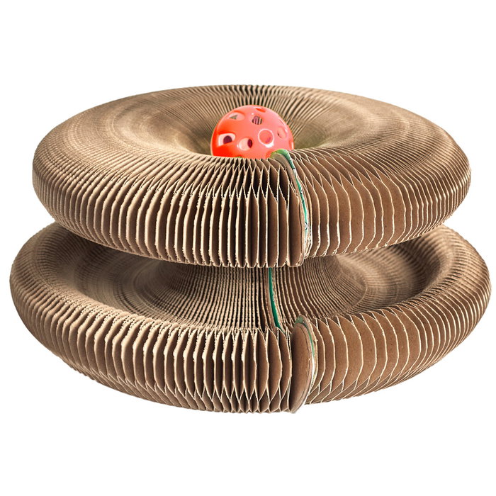 The Concept Factory Rascador para Gatos Mon Chat Mon Ch, Accesorio 2 en 1 Ajustable con Pelota Incluida, Juguete Resistente para Rascar y Jugar