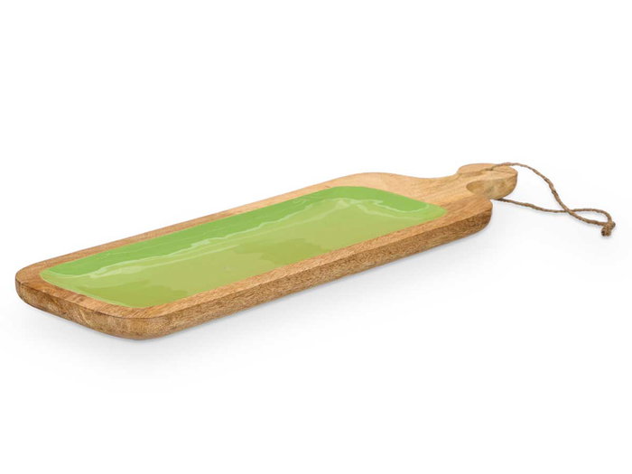 Giftdecor Bandeja Rectangular Asa Madera Mango Verde 50 x 3 x 14 cm (Set de 6)