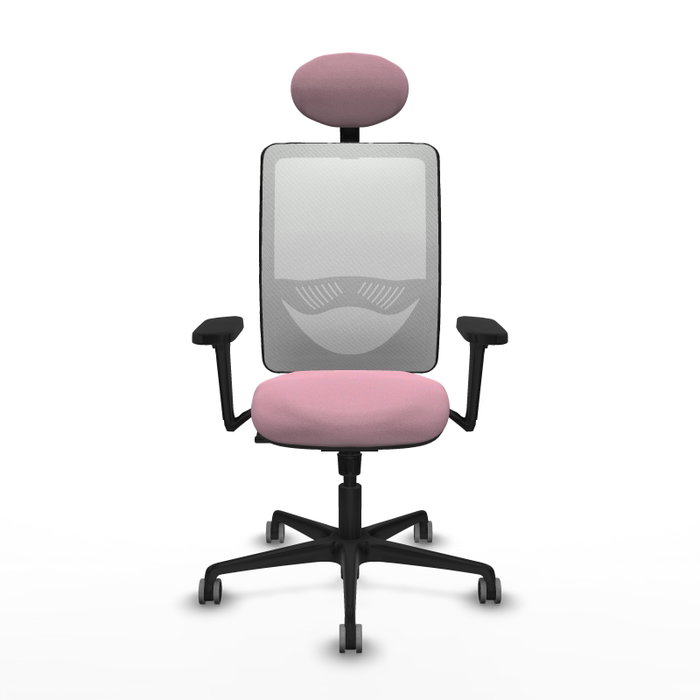 PIQUERAS Y CRESPO Silla de oficina Zulema Rosa y Blanco con Mecanismo Sincro