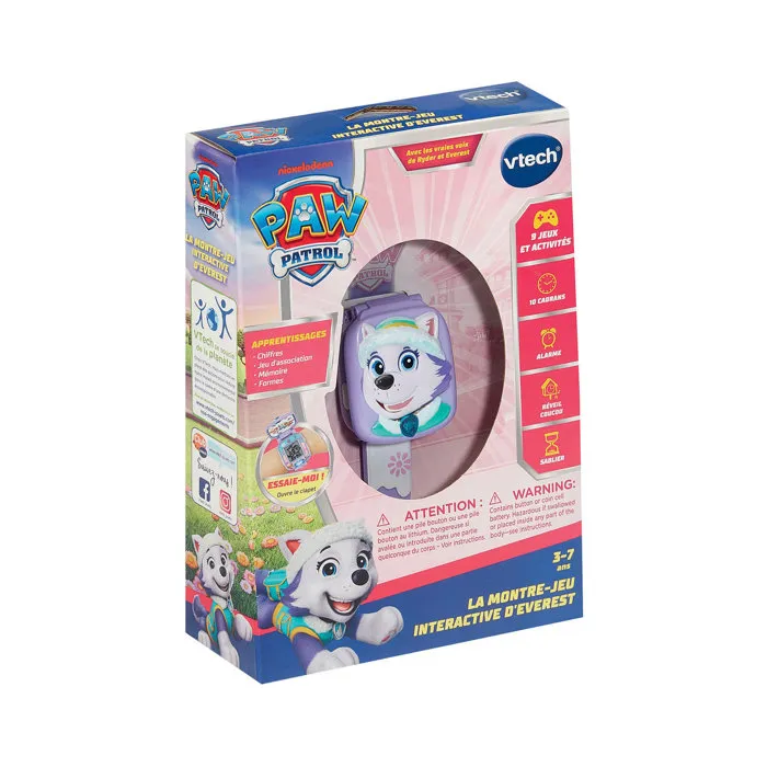 VTech Everesta PAW Patrol Reloj de Juego Interactivo Infantil, Morado, con Idiomas incluido Francés, Ref: VTE3417765917059 VTech Everesta PAW Patrol Reloj de Juego Interactivo Infantil, Morado, con Idiomas incluido Francés, Ref: VTE3417765917059