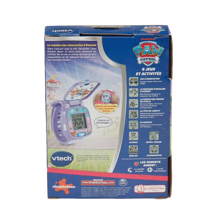 VTech Everesta PAW Patrol Reloj de Juego Interactivo Infantil, Morado, con Idiomas incluido Francés, Ref: VTE3417765917059 VTech Everesta PAW Patrol Reloj de Juego Interactivo Infantil, Morado, con Idiomas incluido Francés, Ref: VTE3417765917059