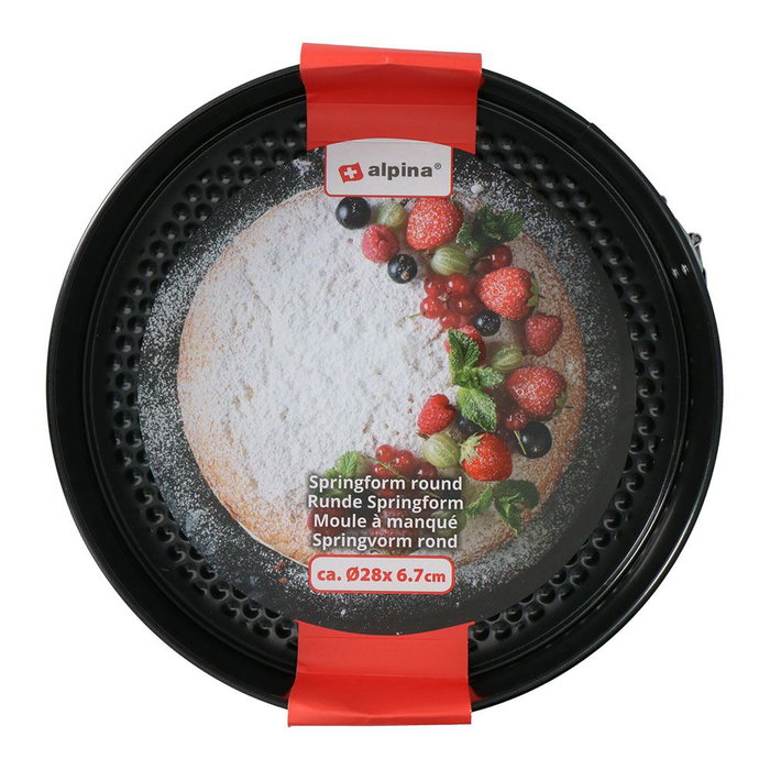 Alpina Molde Desmontable Antideslizante para Tarta Repostería Metal Negro Ø28 x 6,7 cm