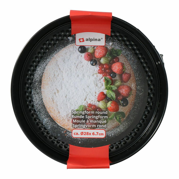 Alpina Molde antideslizante para tarta Ø 28 x 6,7 cm, Negro, Desmontable Alpina Molde antideslizante para tarta Ø 28 x 6,7 cm, Negro, Desmontable