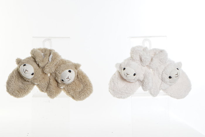 DKD Home Decor Manopla Ovejitas Kids Blanco Marron Claro 25 x 11 x 20 cm (4 Unidades)