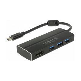 DeLOCK 63931 Hub USB-C con 3 puertos USB 3.2 Gen 1 Tipo-A y 1 HDMI 4K