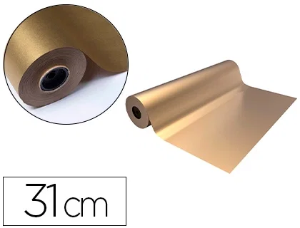 BASIKA Papel de Regalo Metalizado Oro Bobina 31 cm x 80 m