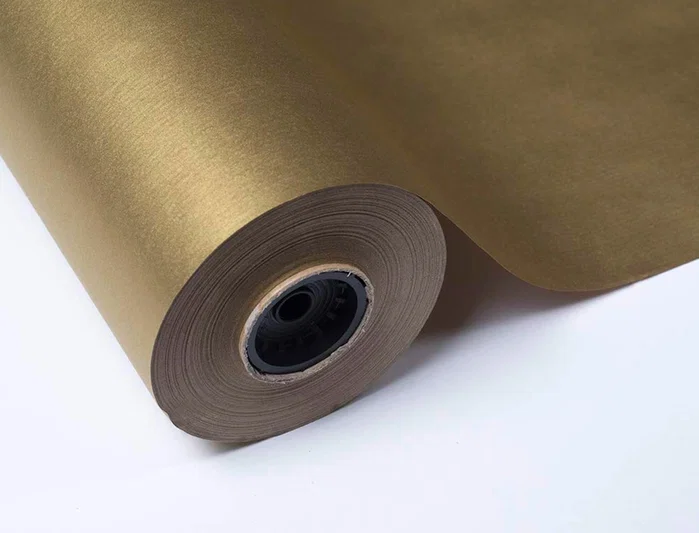 BASIKA Papel de Regalo Metalizado Oro Bobina 31 cm x 80 m