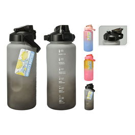 Basics Botella de Agua 2000 ml con Mensajes Motivacionales y Pajita, Colores Surtidos