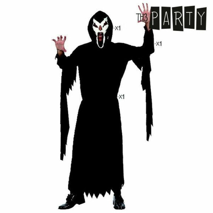 Disfraz de Halloween Tenebroso para Hombre Adulto, Negro, Talla XL, Incluye Túnica con Capucha, Máscara y Cinturón