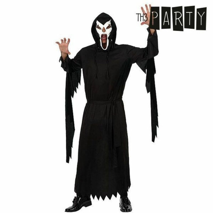 Disfraz de Halloween Tenebroso para Hombre Adulto, Negro, Talla XL, Incluye Túnica con Capucha, Máscara y Cinturón