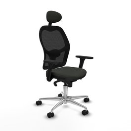 PIQUERAS Y CRESPO Silla de oficina Jorquera con mecanismo Sincro, Brazos 3D y Cabecero Fijo, Negro