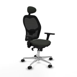 PIQUERAS Y CRESPO Silla de oficina Jorquera con mecanismo Sincro, Brazos 3D y Cabecero Fijo, Negro