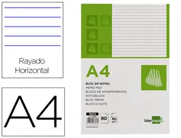 Liderpapel Bloc de notas horizontal A4 80 hojas 60 g/m²