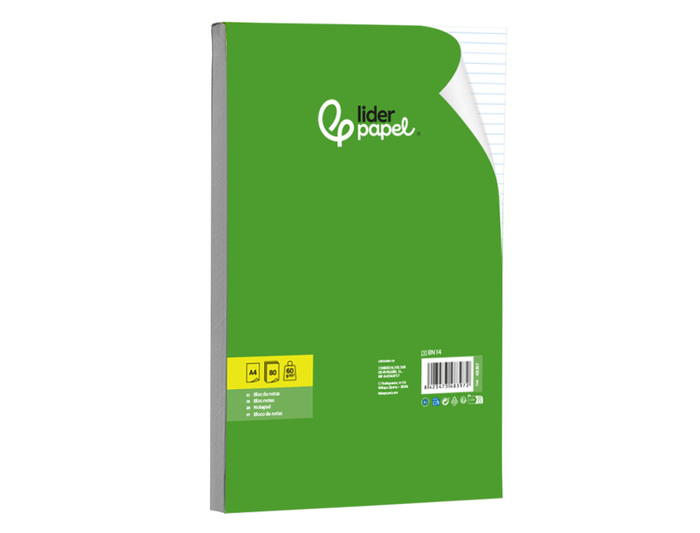 Liderpapel Bloc de notas horizontal A4 80 hojas 60 g/m²