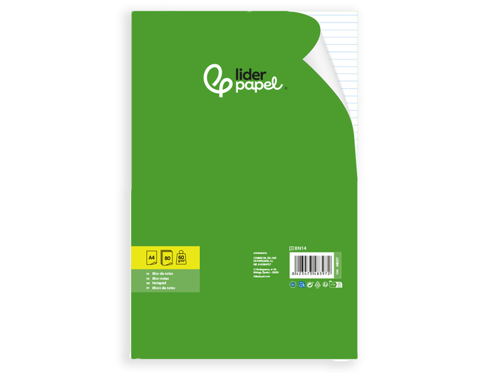 Liderpapel Bloc de notas horizontal A4 80 hojas 60 g/m²