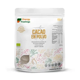 ENERGY FEELINGS Cacao en Polvo Orgánico 1 Kg, Eco, Vegano - Fuente de Magnesio, Hierro y Antioxidantes