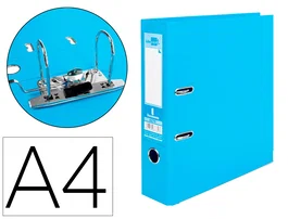 Liderpapel Archivador de palanca Documenta A4 forrado PVC con rado lomo 75 mm celeste compresor metálico