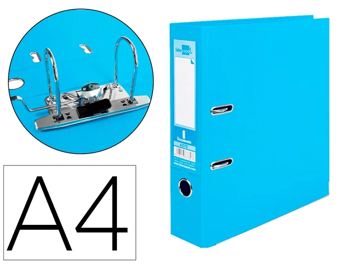 Liderpapel Archivador de palanca Documenta A4 forrado PVC con rado lomo 75 mm celeste compresor metálico Liderpapel Archivador de palanca Documenta A4 forrado PVC con rado lomo 75 mm celeste compresor metálico