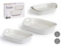 VESSIA Set de 2 Bandejas Rectangulares Asas Abiertas Blanco Porcelana
