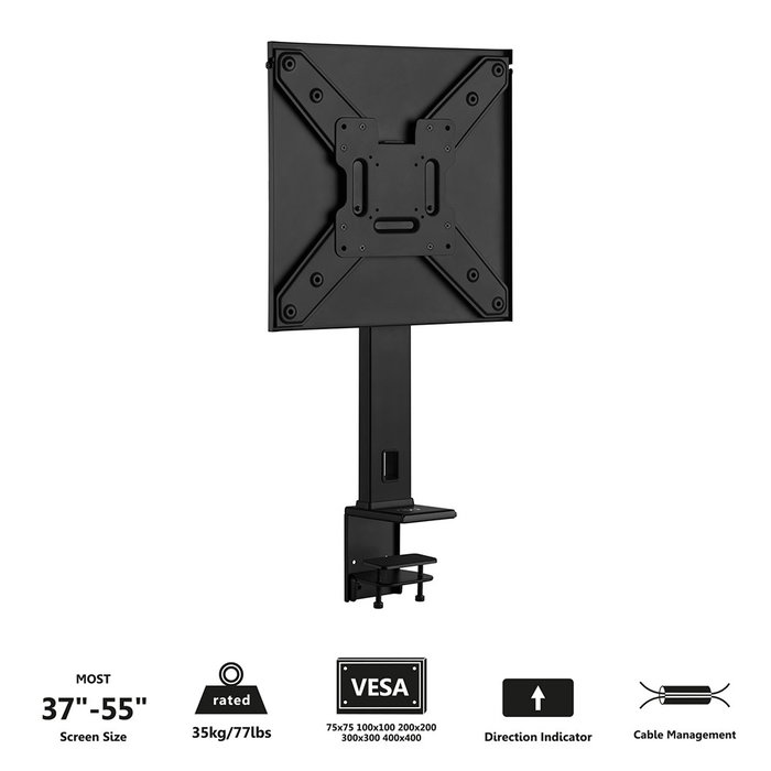Ewent EW1543 Abrazadera de Escritorio para TV de 37-55 Pulgadas, Soporte de Pantalla con VESA 75x75-400x400, Gestión de Cables