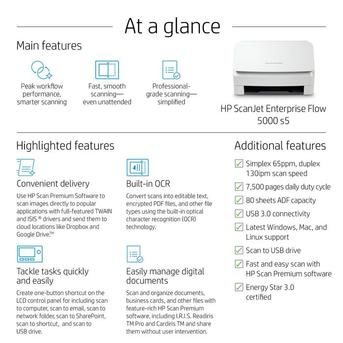 HP ScanJet Enterprise Flow 5000 s5 HP ScanJet Enterprise Flow 5000 s5