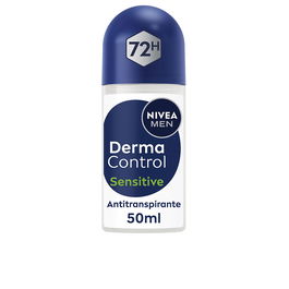 NIVEA DERMA CONTROL SENSITIVE Desodorante Roll-On Antitranspirante 72h Active Piel Sensible con Ácido Hialurónico y Vitamina E 50 ml