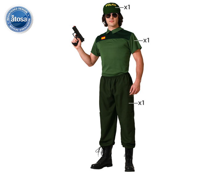Guardia Civil Disfraz Carnaval Hombre Adulto Camiseta Verde Talla XS-S Guardia Civil Disfraz Carnaval Hombre Adulto Camiseta Verde Talla XS-S