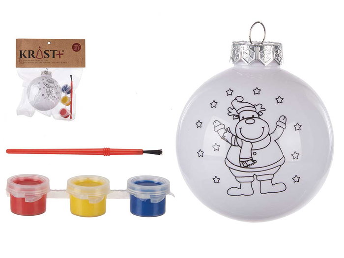 Krist+ Bola Navideña para Pintar 8 cm con Pinturas de Plástico Blanco (Set de 24) Krist+ Bola Navideña para Pintar 8 cm con Pinturas de Plástico Blanco (Set de 24)