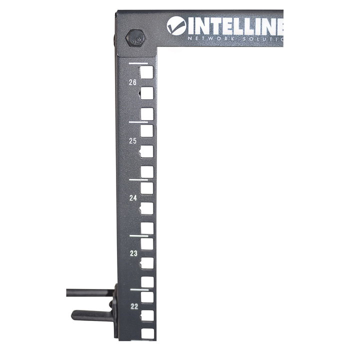 Intellinet Rack de Laboratorio 19" 26U 4 Postes, Negro, Capacidad 360 kg, Kit Flatpack, Gestión de Cables, Ruedas, Ajustable