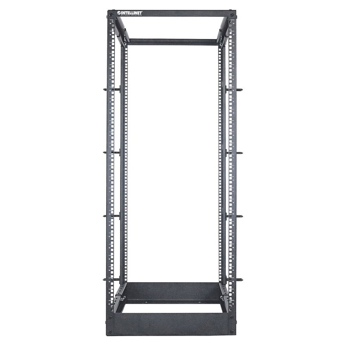 Intellinet Rack de Laboratorio 19" 26U 4 Postes, Negro, Capacidad 360 kg, Kit Flatpack, Gestión de Cables, Ruedas, Ajustable