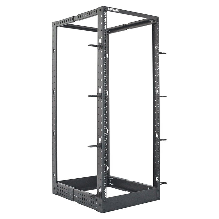 Intellinet Rack de Laboratorio 19" 26U 4 Postes, Negro, Capacidad 360 kg, Kit Flatpack, Gestión de Cables, Ruedas, Ajustable
