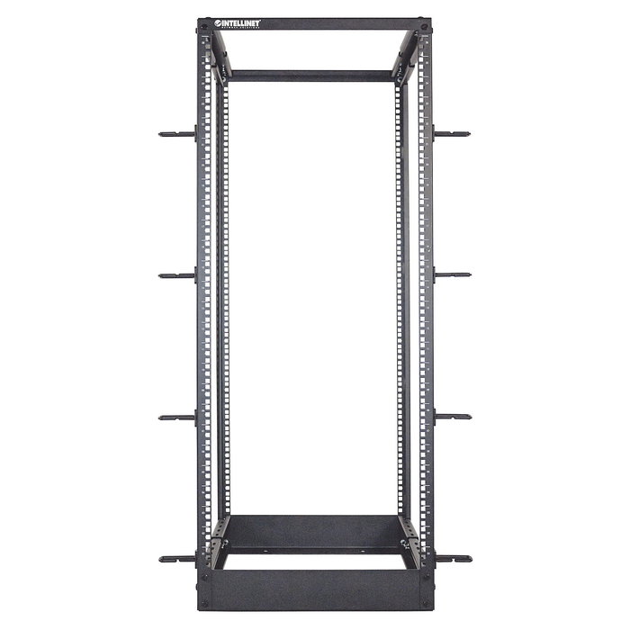 Intellinet Rack de Laboratorio 19" 26U 4 Postes, Negro, Capacidad 360 kg, Kit Flatpack, Gestión de Cables, Ruedas, Ajustable