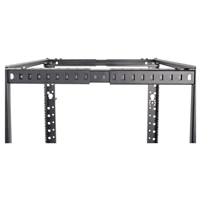 Intellinet Rack de Laboratorio 19" 26U 4 Postes, Negro, Capacidad 360 kg, Kit Flatpack, Gestión de Cables, Ruedas, Ajustable