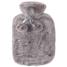 Sensly Bolsa Agua Caliente 2 L con Funda de Pelo Artificial Colores Surtidos Gris Rosa