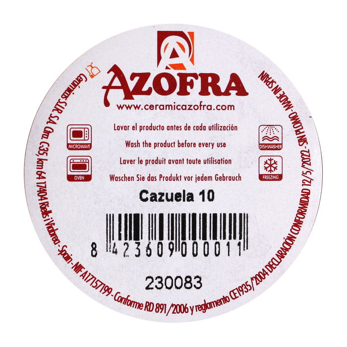 Azofra Cazuela Vitro 10 cm (24 Unidades)