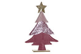 DKD Home Decor Decoracion Navidad Fantasia Rosa Dorado 5 x 35 x 24 cm (4 Unidades) Mdf Poliester
