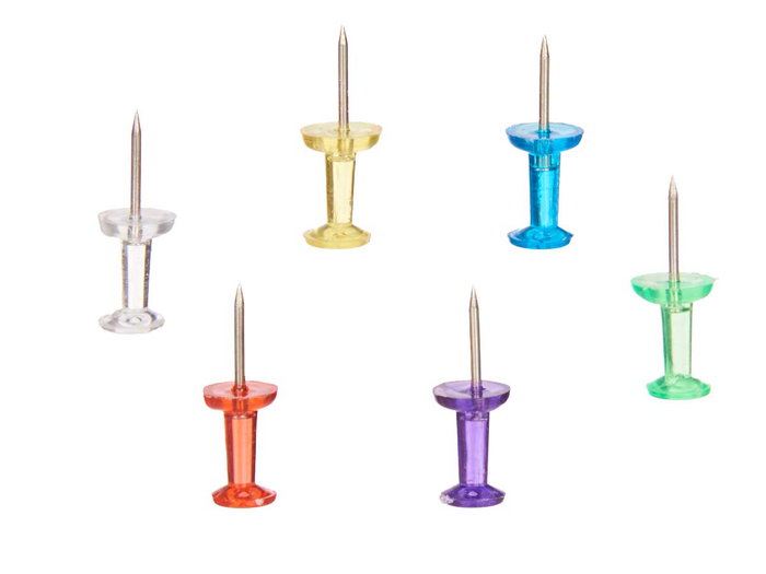 Pincello Set 60 Chinchetas Color Transparente 2.5 x 11.5 x 1.5 cm Plástico y Metal (Set de 24)