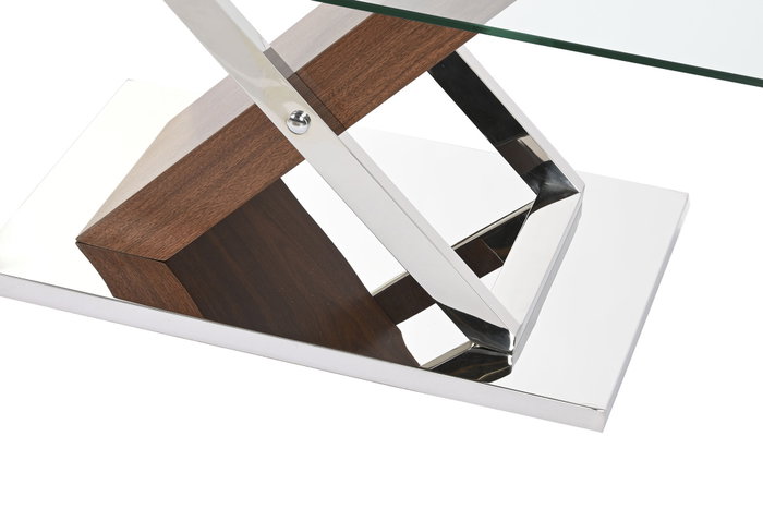 DKD Home Decor Mesa de Centro Símil Madera Marrón Oscuro y Plateado