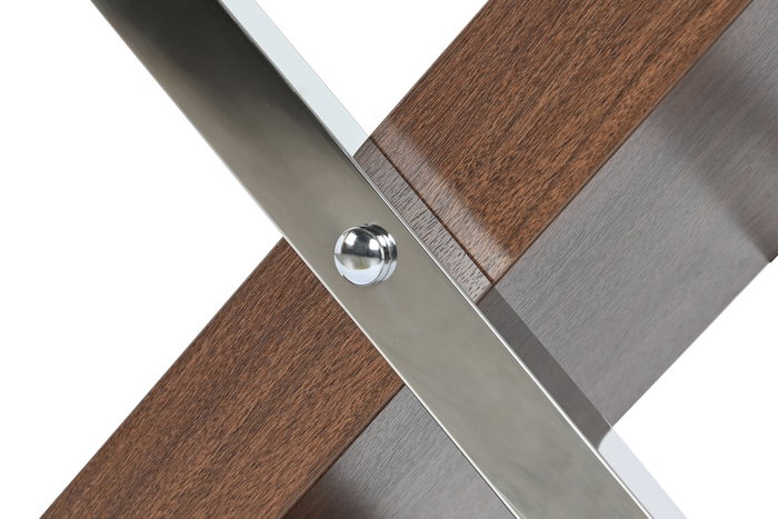 DKD Home Decor Mesa de Centro Símil Madera Marrón Oscuro y Plateado