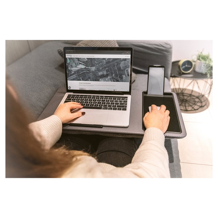 Digitus Notebook Desk con Base para Ratón y Soporte para Portátil hasta 43.18 cm (17 Pulgadas) - Soporte Ergonómico para Computadora