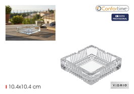 Inde Cenicero de Vidrio Cuadrado para Exterior o Interior, 11.2 cm x 11.2 cm x 4.1 cm, Color Transparente (36 Unidades)