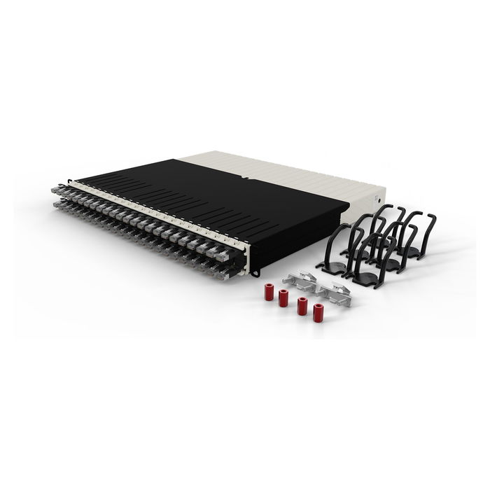 PATCHBOX Patchbox.one Kabeleinzugssystem 8RU/STP (0.8 m) mit 24 Kassetten, Patchkabel Cat. 6a U/FTP PoE schwarz