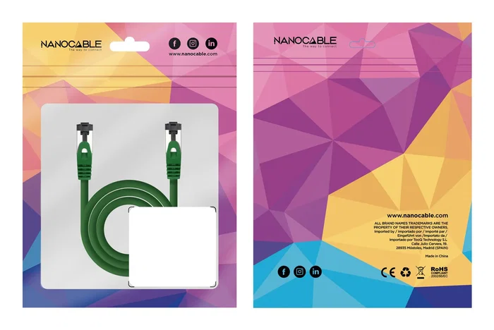 Nanocable Cable de Red Ethernet CAT8.1 40 Gbps S/FTP (S-STP) LSZH 2 GHz AWG26 Cobre 100% Verde 2 metros - Referencia 10.20.2002-GR Nanocable Cable de Red Ethernet CAT8.1 40 Gbps S/FTP (S-STP) LSZH 2 GHz AWG26 Cobre 100% Verde 2 metros - Referencia 10.20.2002-GR