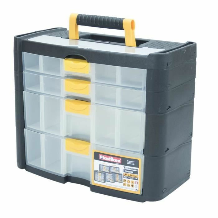 Plastiken Caja de herramientas Titanio 90002_BLACK con 4 cajones